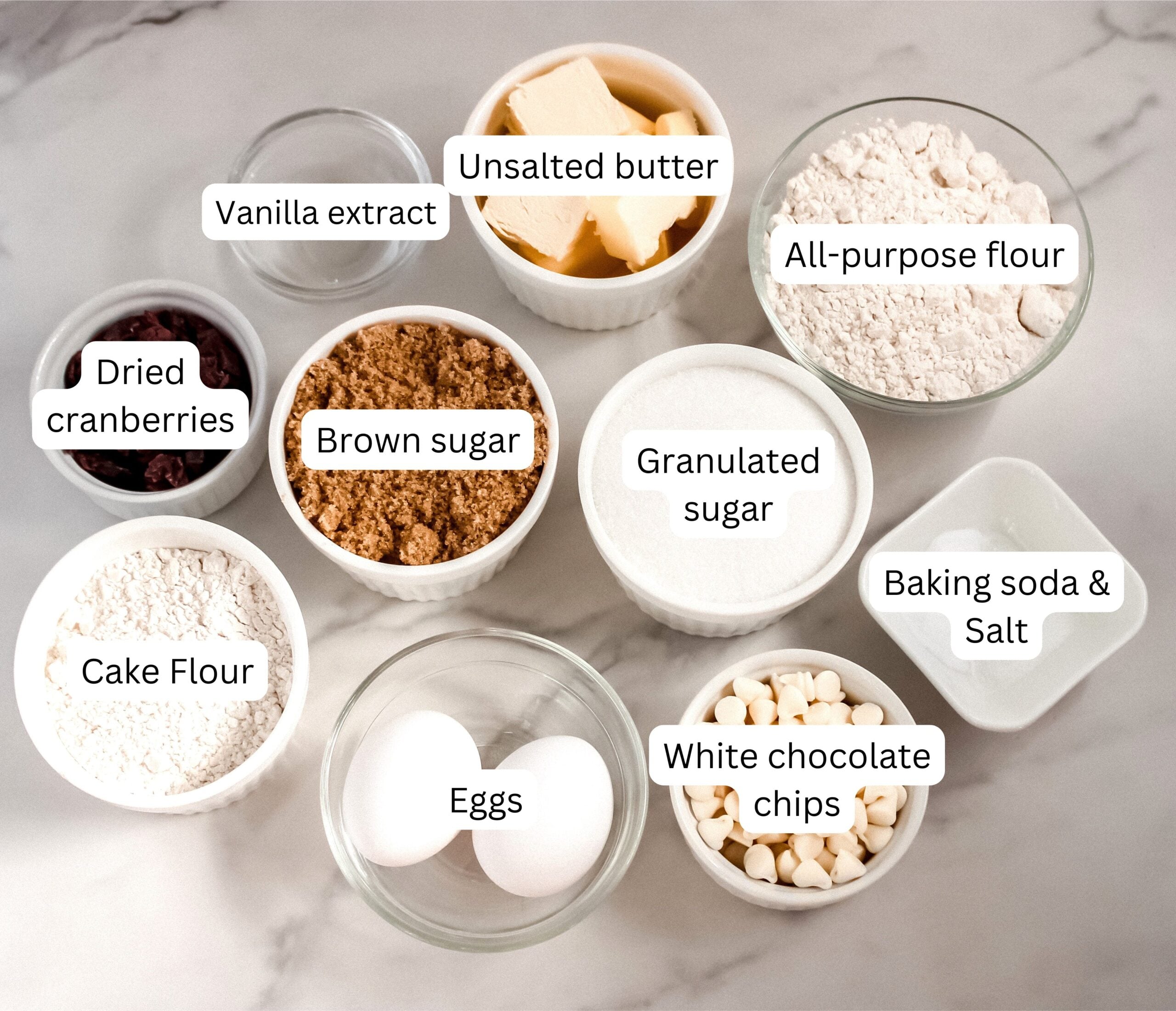 Ingredients for cookies.