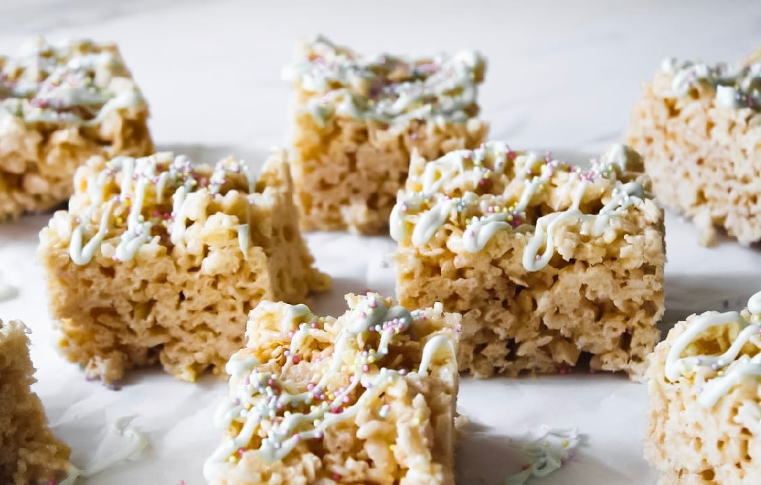 Fully decorated Rice Crispy treats
