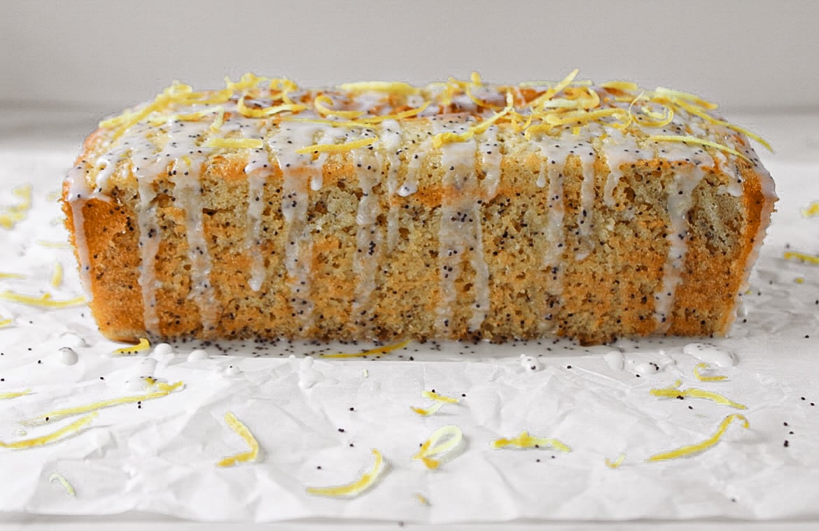 Lemon poppy seed loaf glazed.