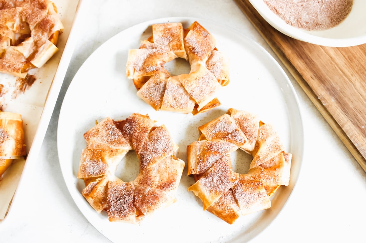 apple strudel slices on a plate.