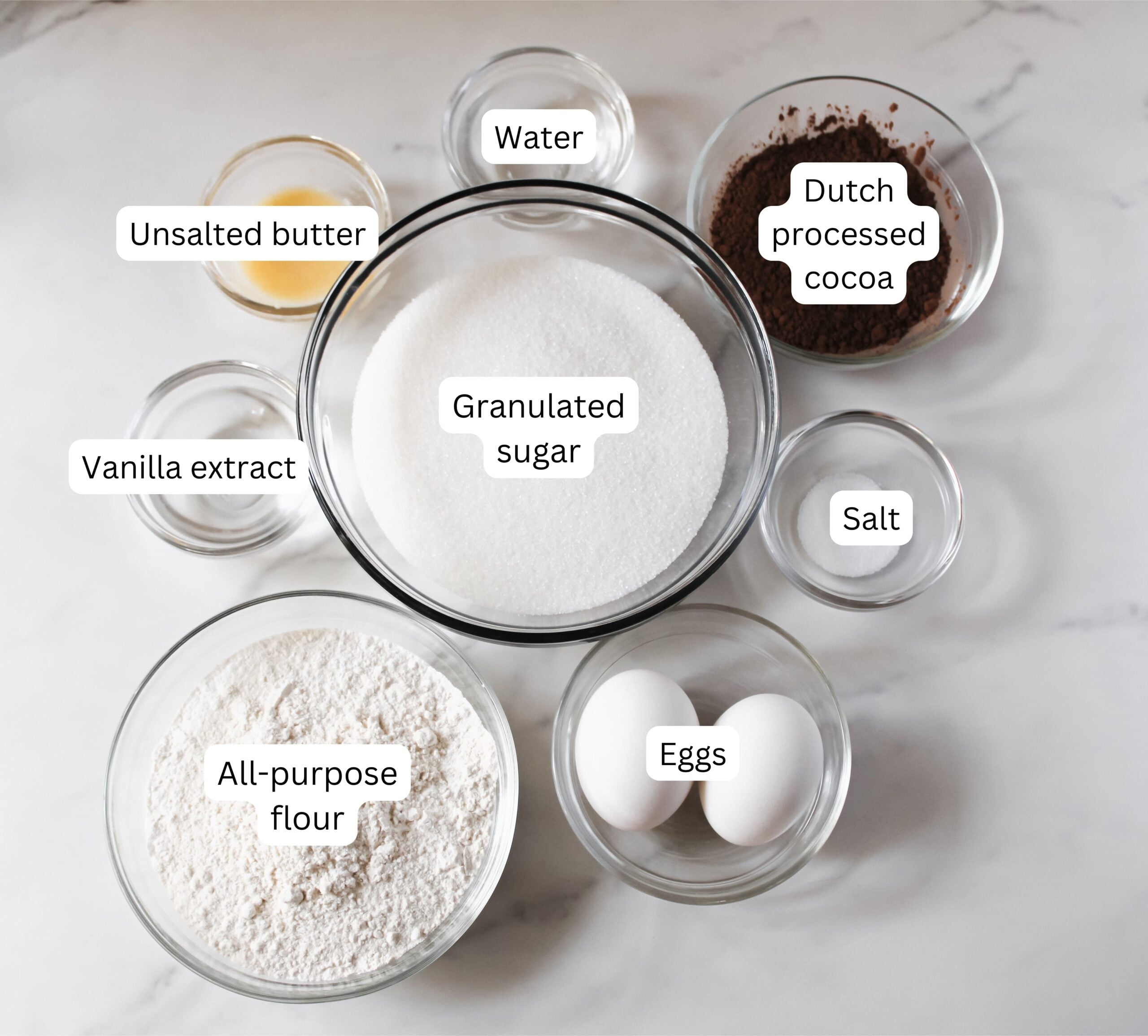 Ingredients for the ultimate homemade fudgy brownies recipe